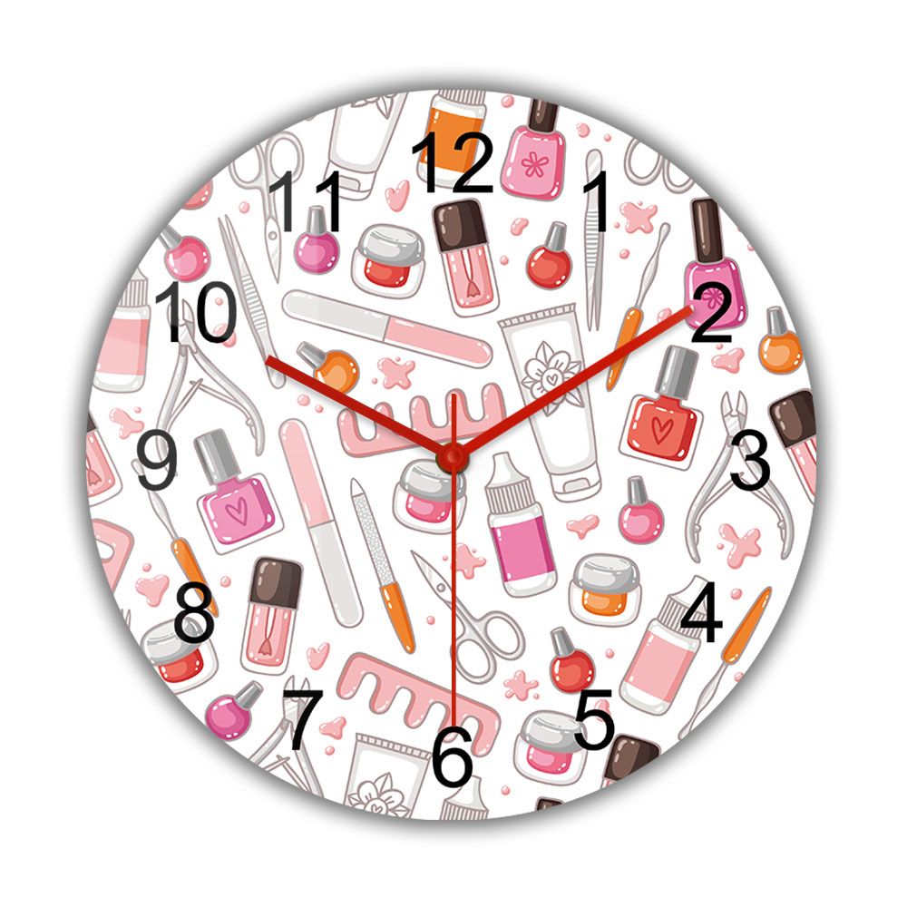 Beauty And Makeup Studio - Nail Salon Tools Printed Wall Clock