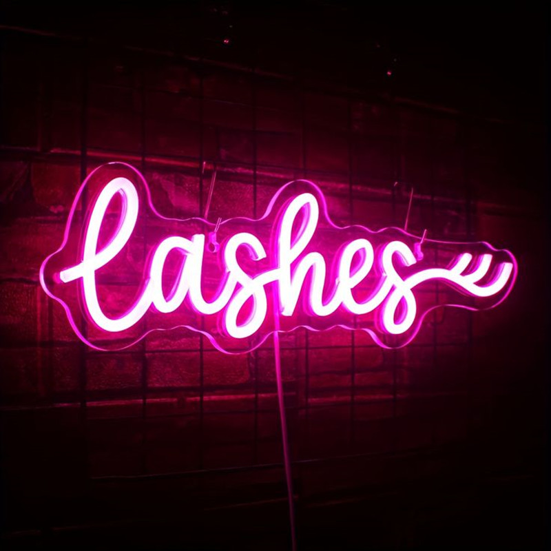 Beauty And Makeup Studio - Pink LED Lashes Neon Sign Wall