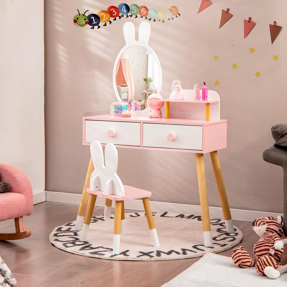 EY Kids Vanity, Rabbit Themed  - đánh giá và giá Beauty Makeup Chair