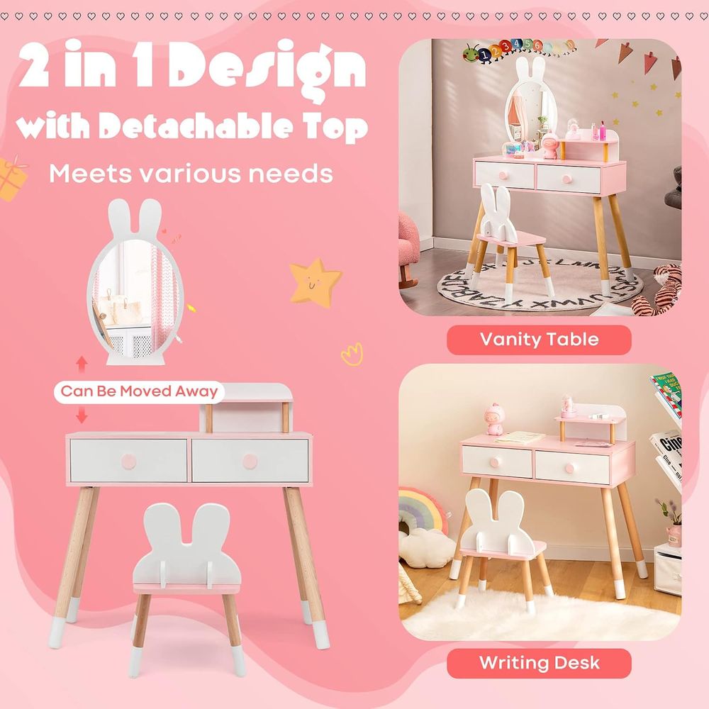 EY Kids Vanity, Rabbit Themed  - đánh giá và giá Beauty Makeup Chair
