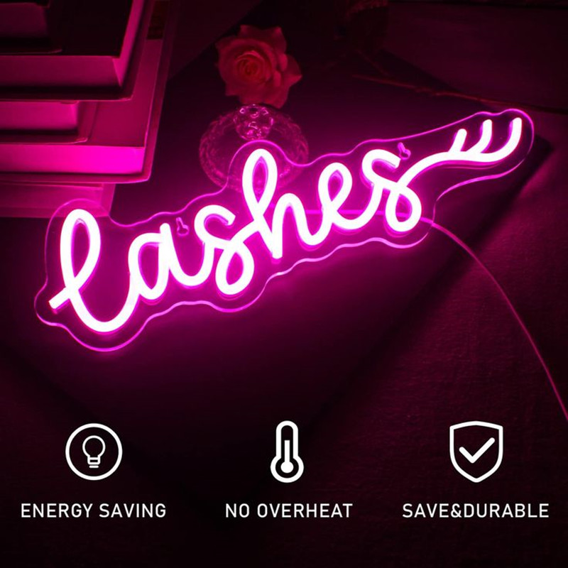 Pink LED Lashes Neon Sign Wall - đánh giá và giá Beauty And Makeup Studio